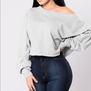 FashionNova Loose Heather Grey Top